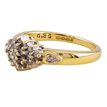 9ct Gold Diamond 0.25cts Cluster Ring Size L